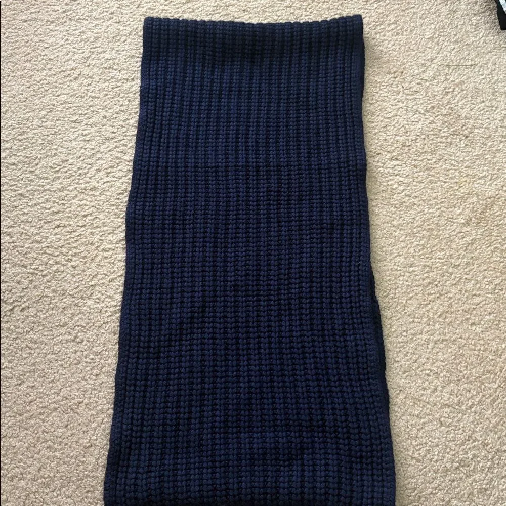J. Crew Navy Chunky Ribbed Infinity Winter Knit Scarf Lambswool Cashmere Blend